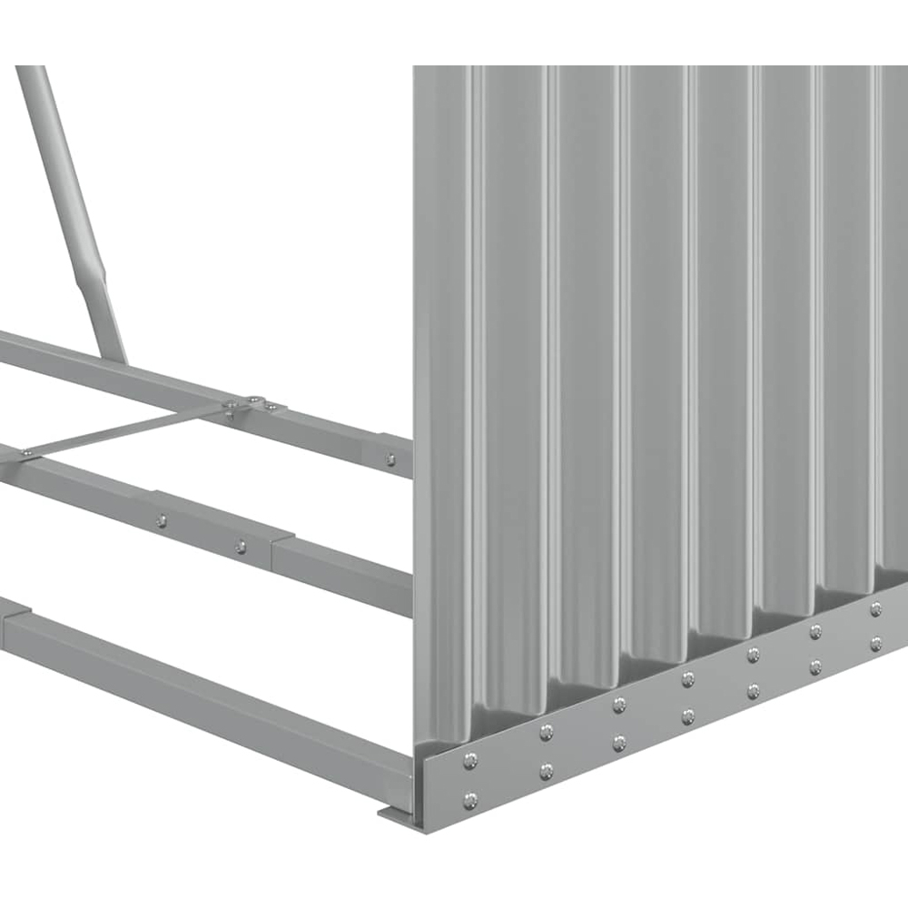 vidaXL Grey Galvanised Steel Firewood Log Holder 210 x 120 x 45cm Image 5