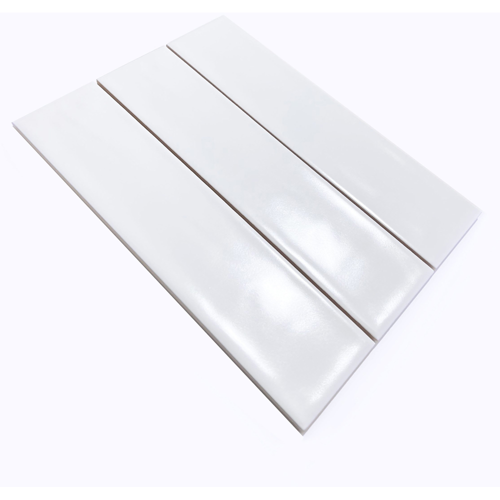 Top Ceramics Matt White Satin Flat Bumpy Metro Ceramic Wall Tile 300 x 75mm Image 2