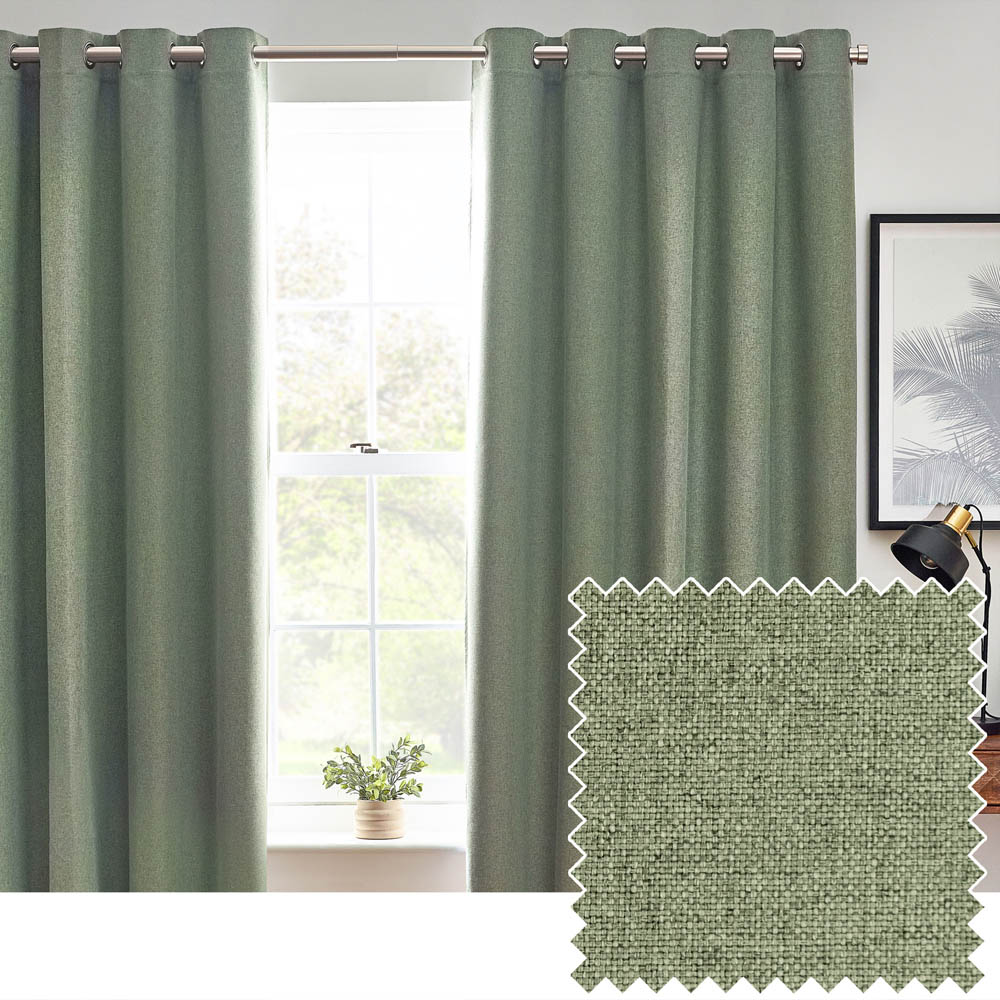 furn. Dawn Eucalyptus Thermal Blackout Eyelet Curtain 229 x 229cm Image 2