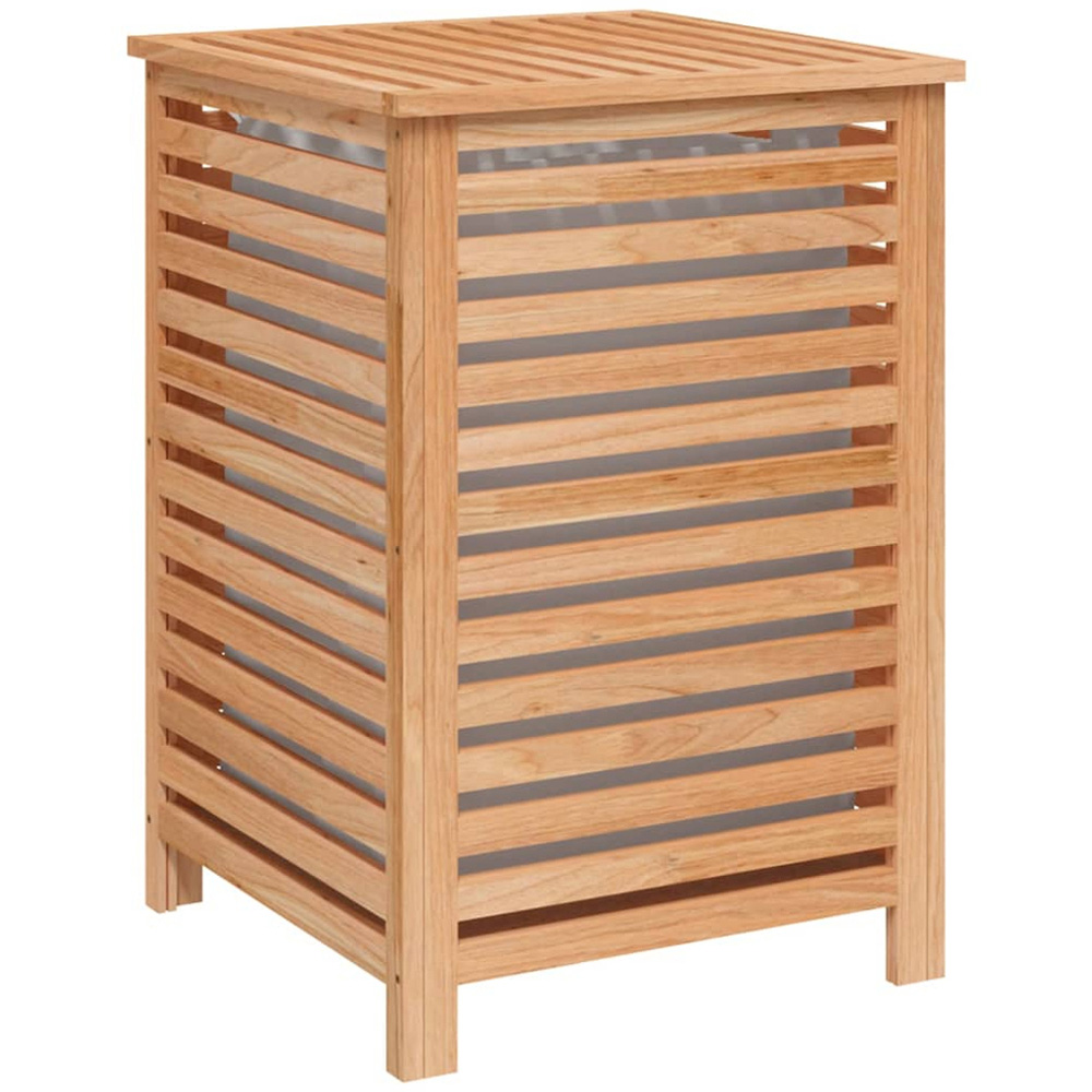 vidaXL Brown Walnut Wood Slatted Laundry Basket 65 x 45 x 45cm Image 3