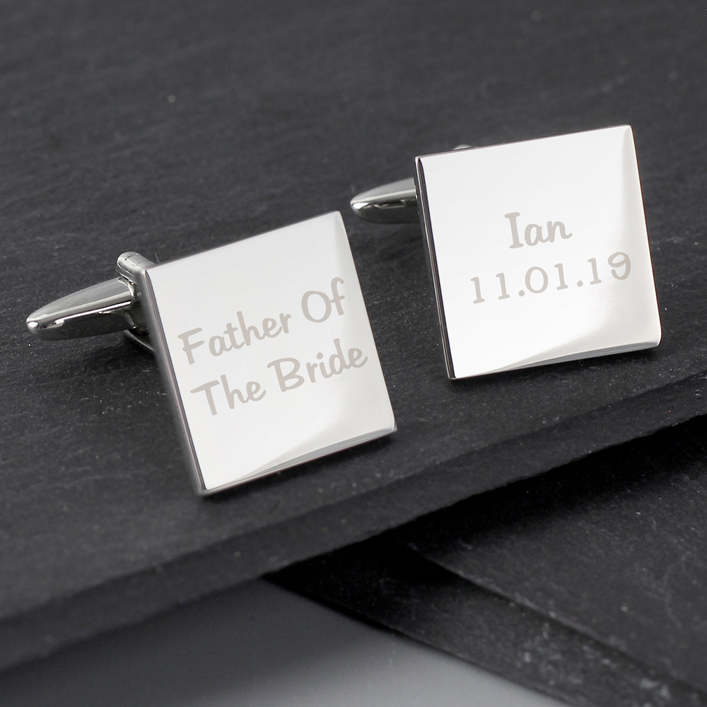 Personalised Memento Personalised 2 Line Wedding Role Square Cufflink Image 2