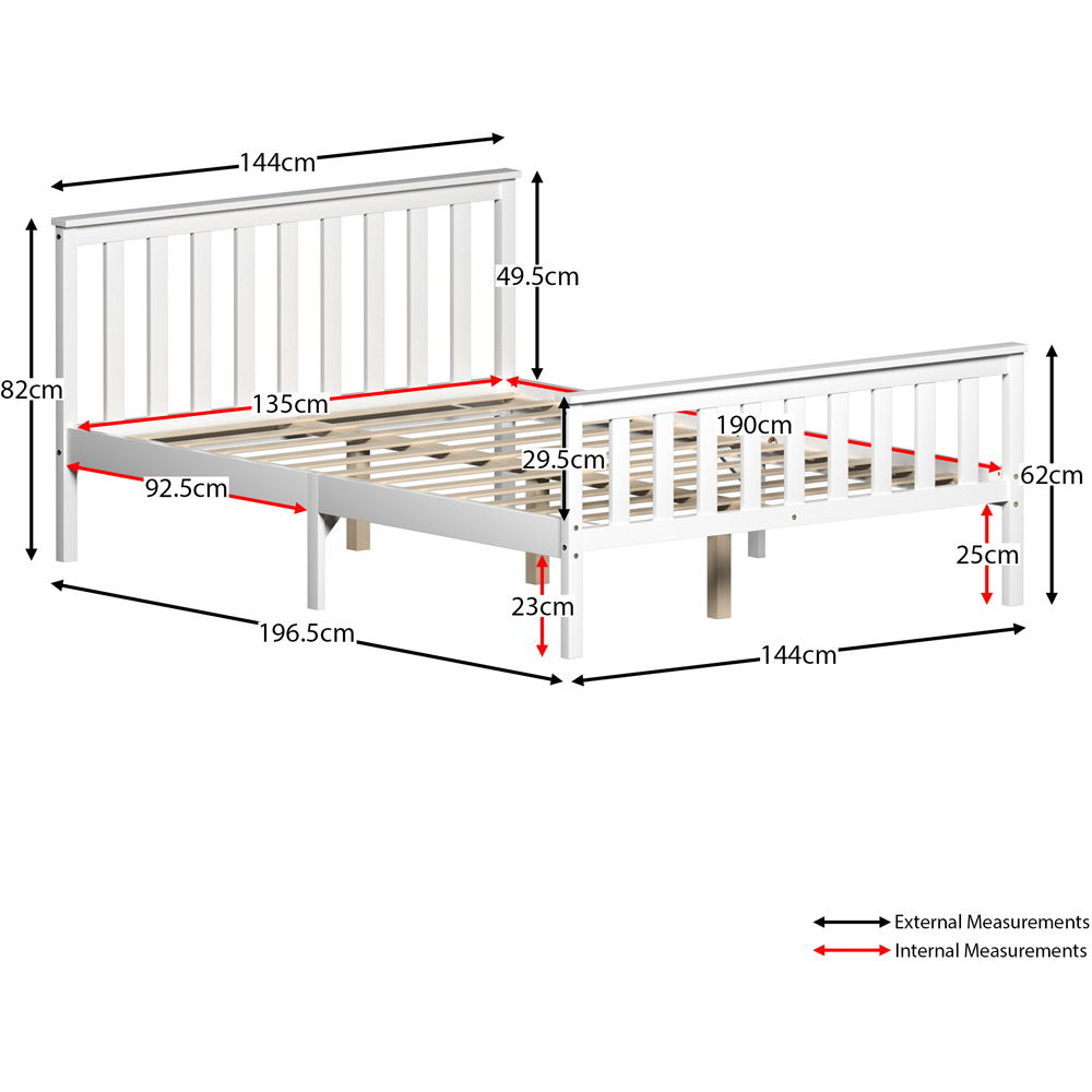 Vida Designs Milan Double White High Foot Wooden Bed Frame Image 8