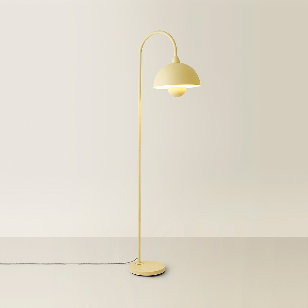 ValueLights Tilly Pastel Lemon Arched Dome Shade Metal LED Floor Lamp Image 5