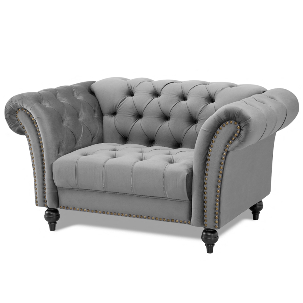 Home Detail Mayfair Grey Velvet Curved Sofa Chair Image 2