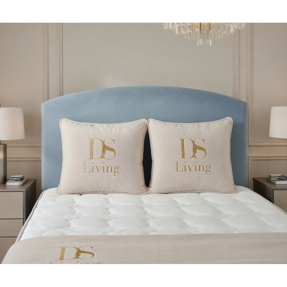 DS Living Opulence King Size Sky Blue Velvet Upholstered Ottoman Bed Image 3