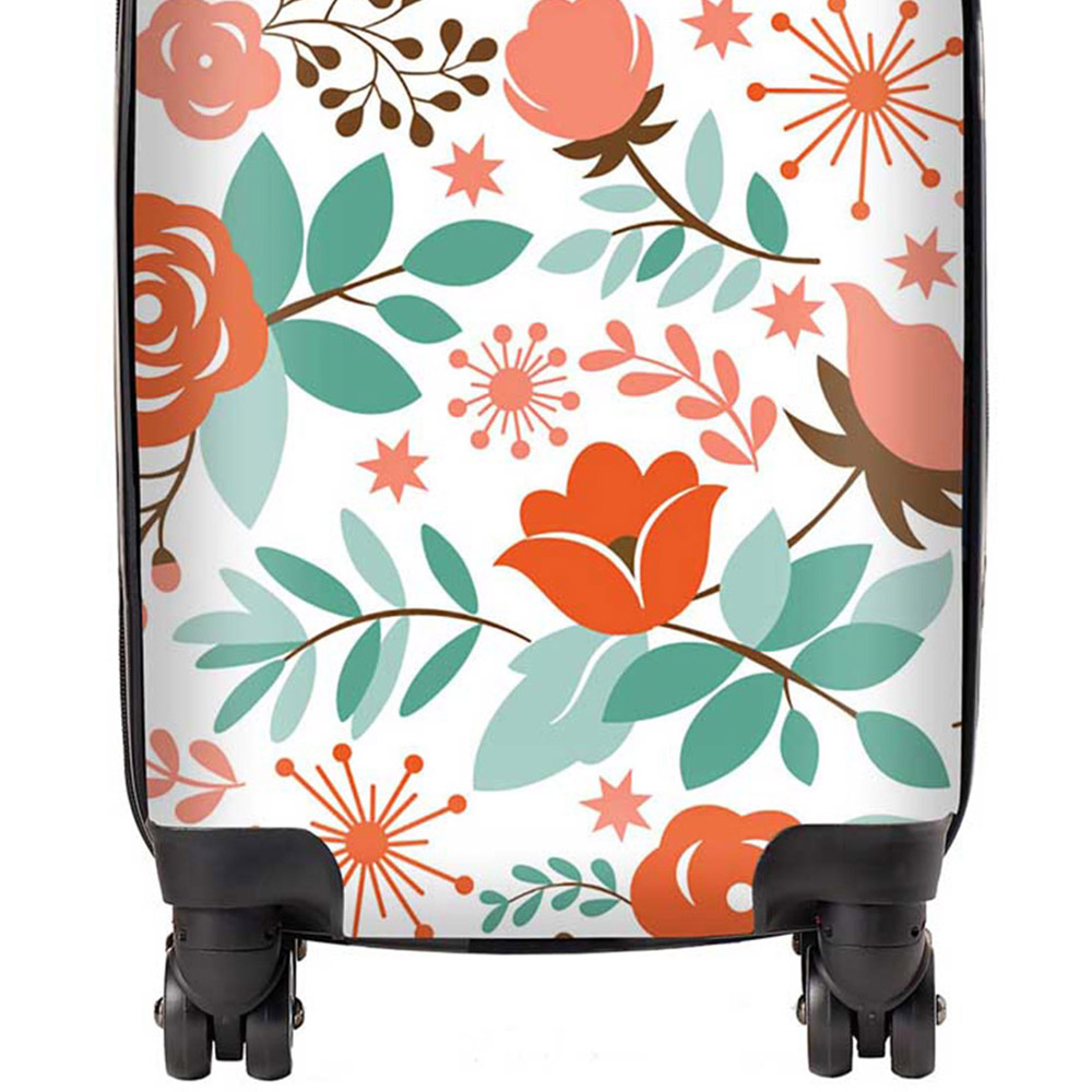 Warren Reed Designer Mini Cabin Orange Floral Pattern Suitcase Image 2