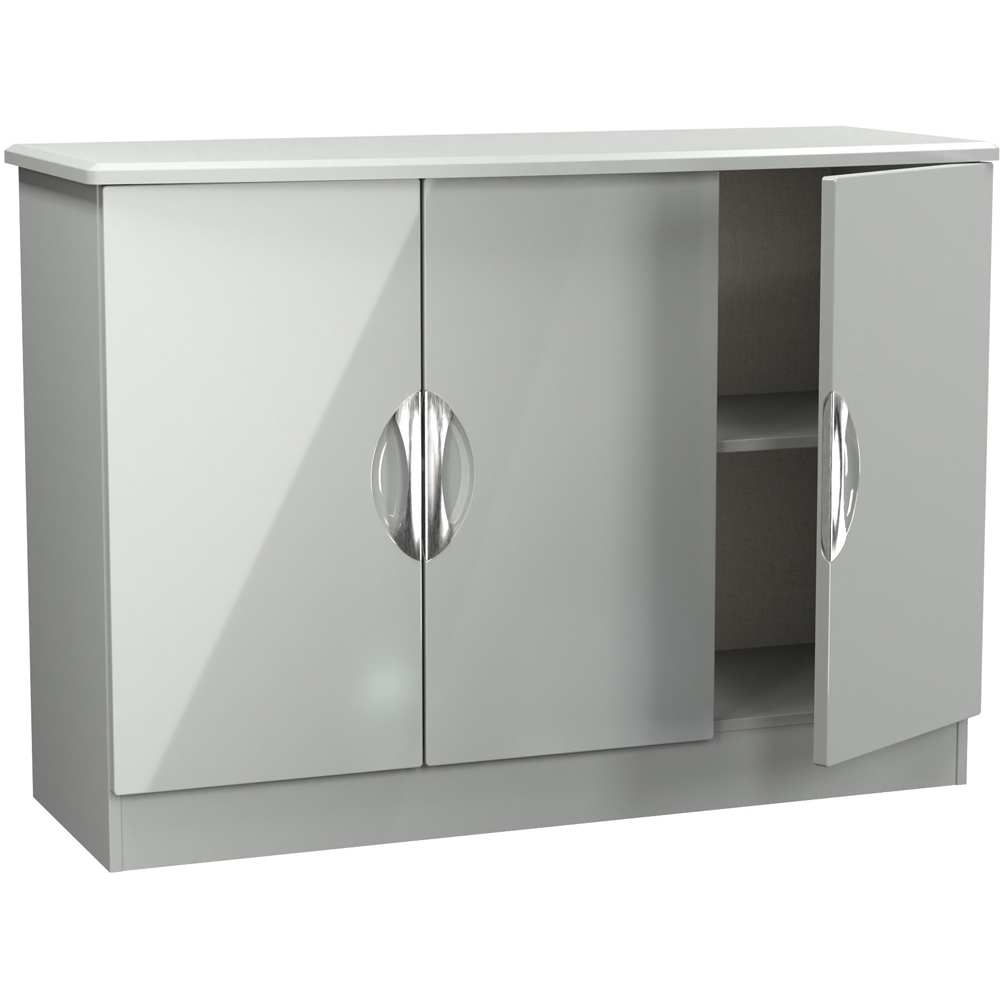 Crowndale Camden 3 Door Grey Gloss and Dusk Grey Sideboard Ready Assembled Image 7