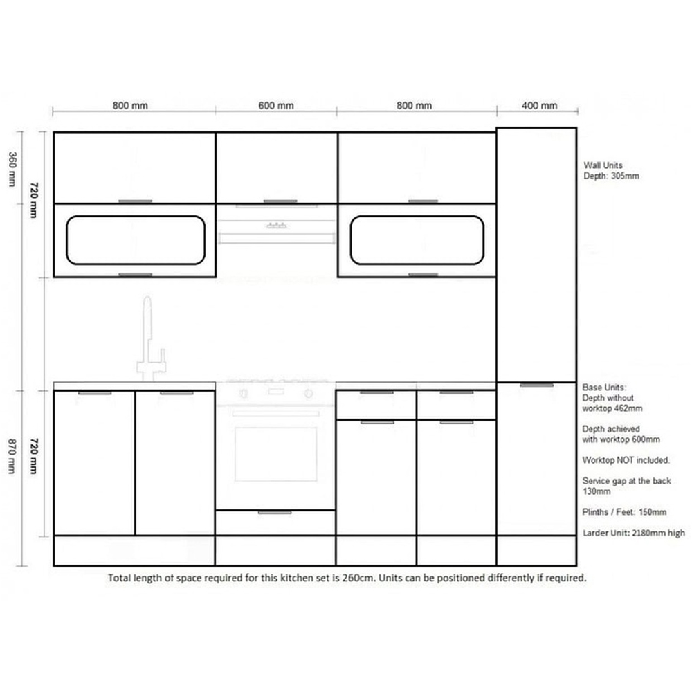 Impact Furniture Star Light Grey Gloss Star Kitchen Cabinet Set of 8 Image 3