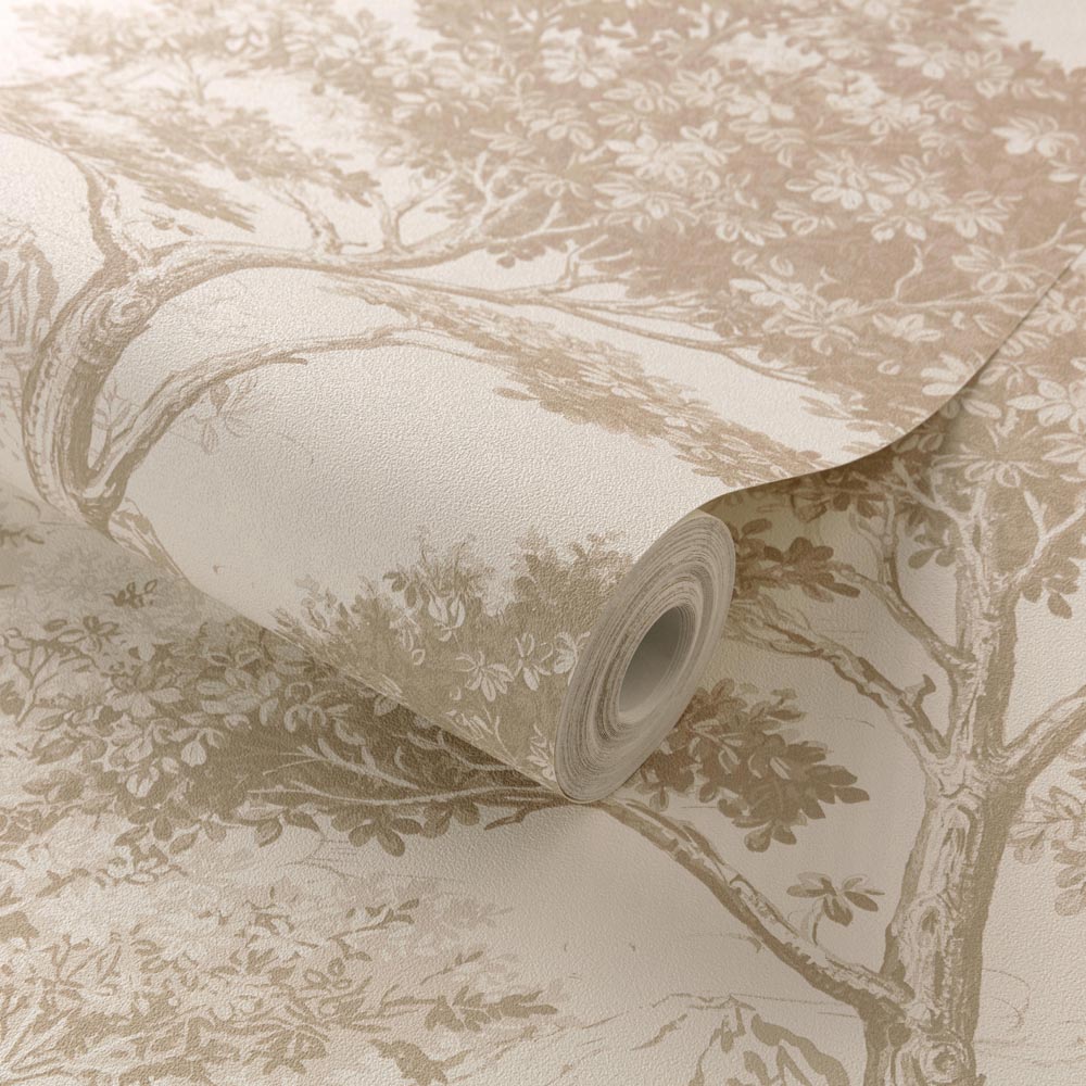Grandeco Etched Tree Toile Neutral Textured Wallpaper Image 2