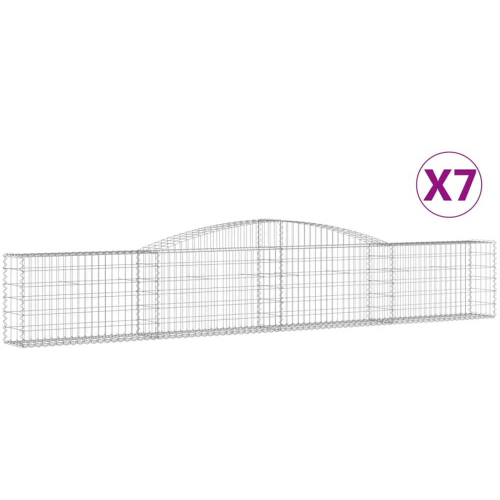 vidaXL Silver Galvanised Iron Arched Gabion Basket 400 x 30 x 60/80cm 7 Pack Image 2