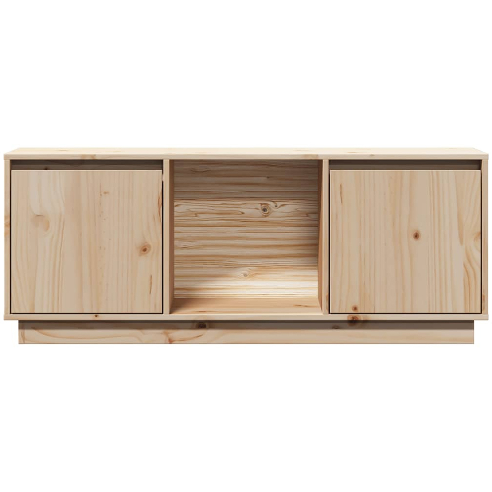 vidaXL 2 Door Single Shelf Natural Solid Pine Wood TV Cabinet Image 5