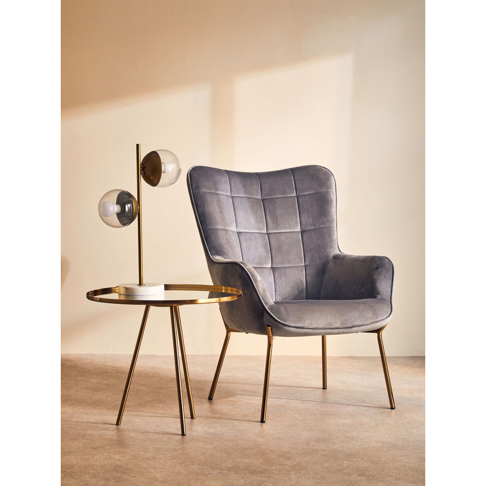 Premier Housewares Stockholm Gold and Grey Velvet Armchair Image 6