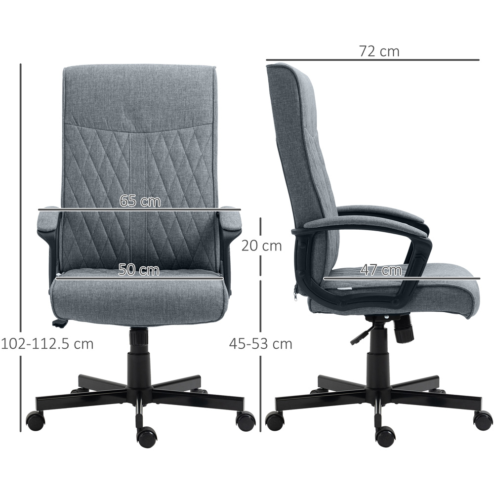 Portland Dark Grey Linen Swivel Office Chair Image 8