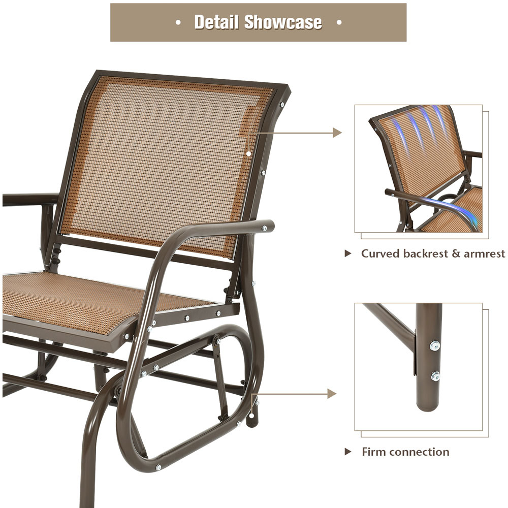 Costway Brown Glider Rocking Garden Chair Image 7