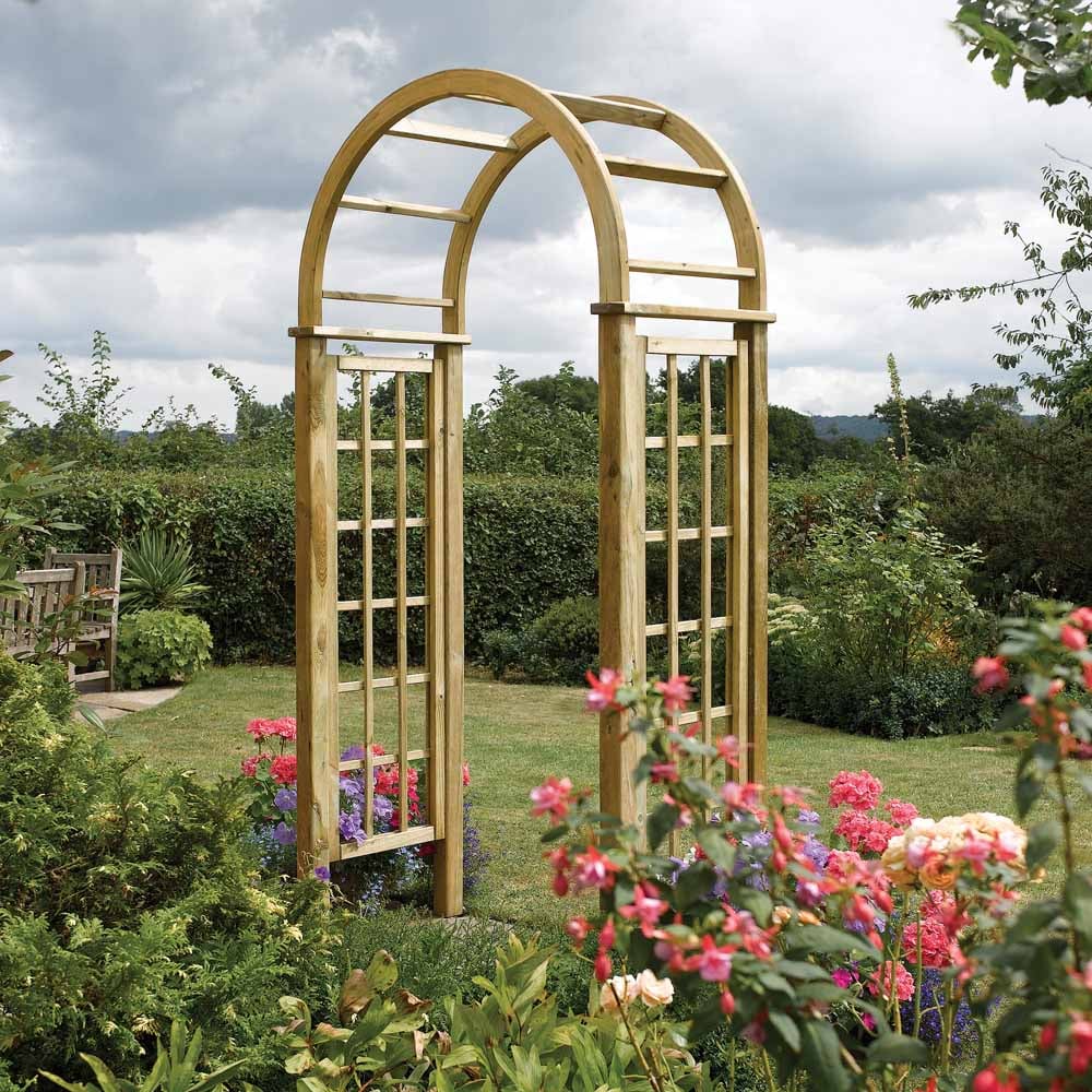 Rowlinson 4 x 2.1ft Round Top Arch with Trellis Sides Image