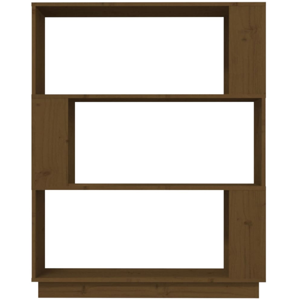 vidaXL 3 Shelf Honey Brown Solid Wood Bookcase Image 3