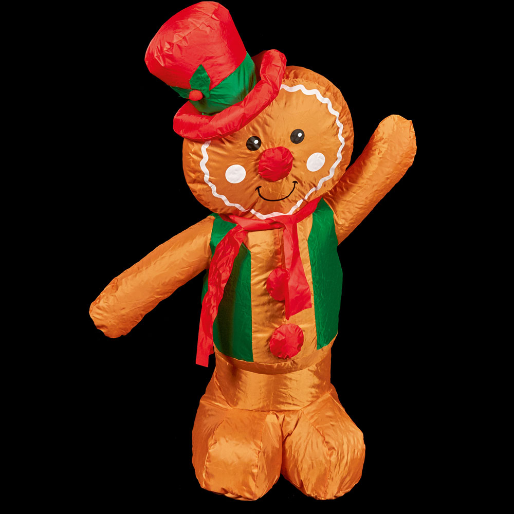 Premier Decorations 1.2m Inflatable Gingerbread Man Decoration Image 2
