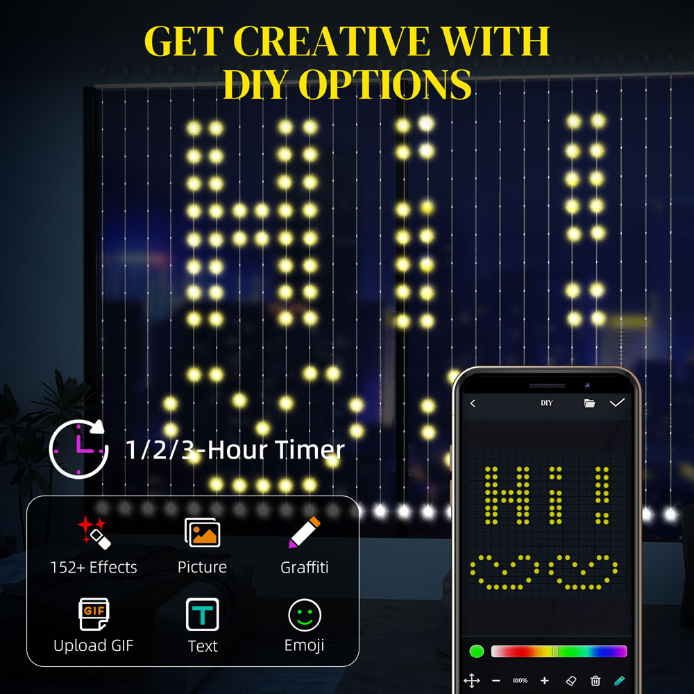 Portland Smart LED Fairy Light Curtain 3 x 3m Image 7