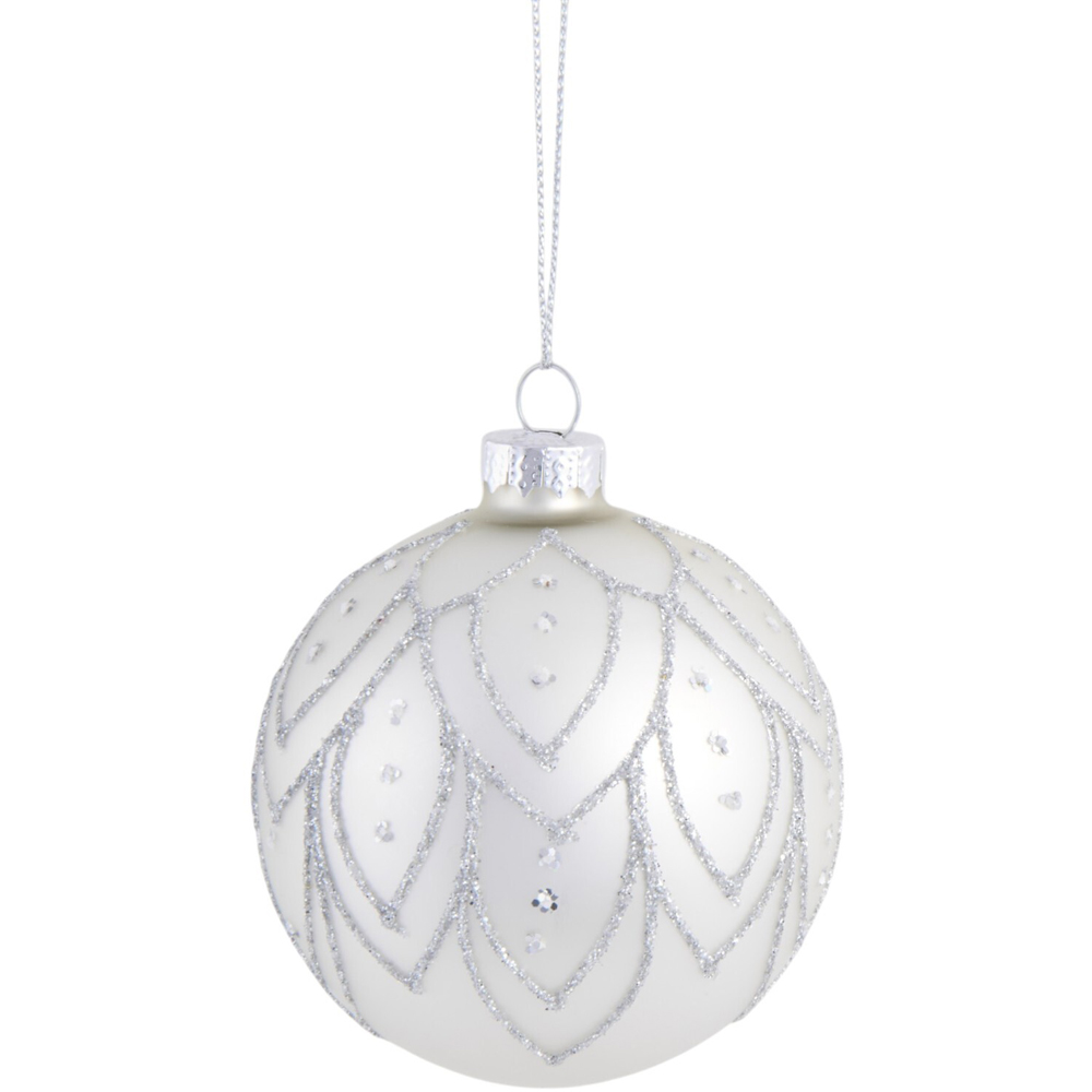 Beaded Stripe Bauble Silver Image