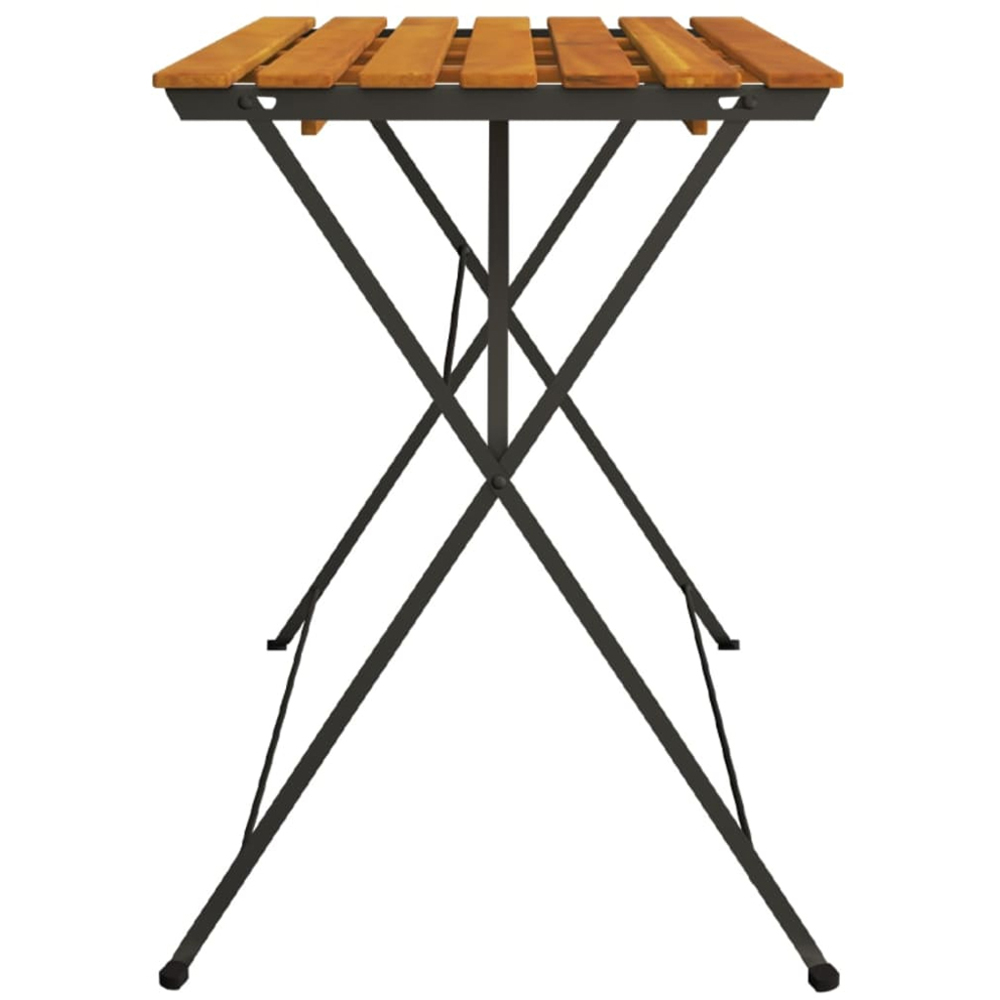 vidaXL 4 Seater Brown and Black Solid Wood Acacia and Steel Foldable Bistro Table Image 4
