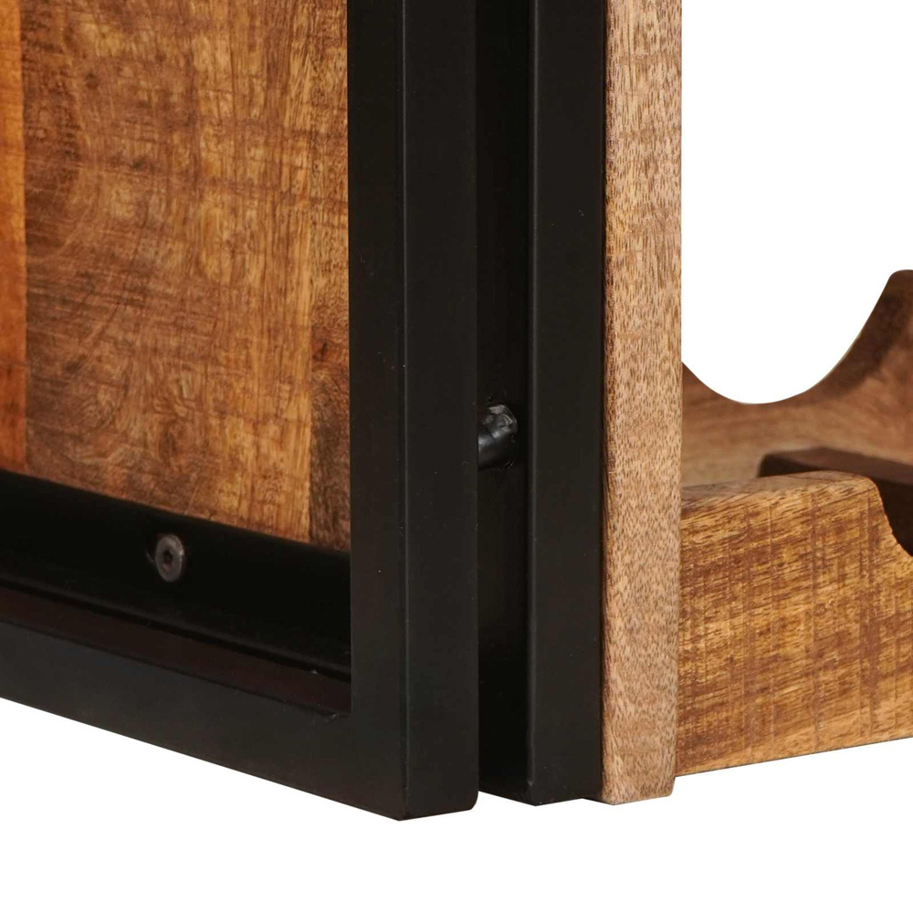 vidaXL 6 Bottle Brown Solid Rough Mango Wood Wall Mounted Wine Rack Image 7
