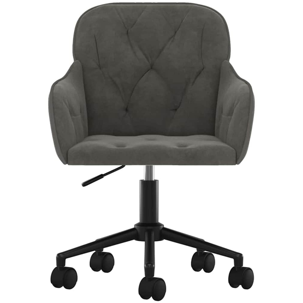 vidaXL Dark Grey Velvet Height-Adjustable Swivel Office Chair with Wheels Image 3