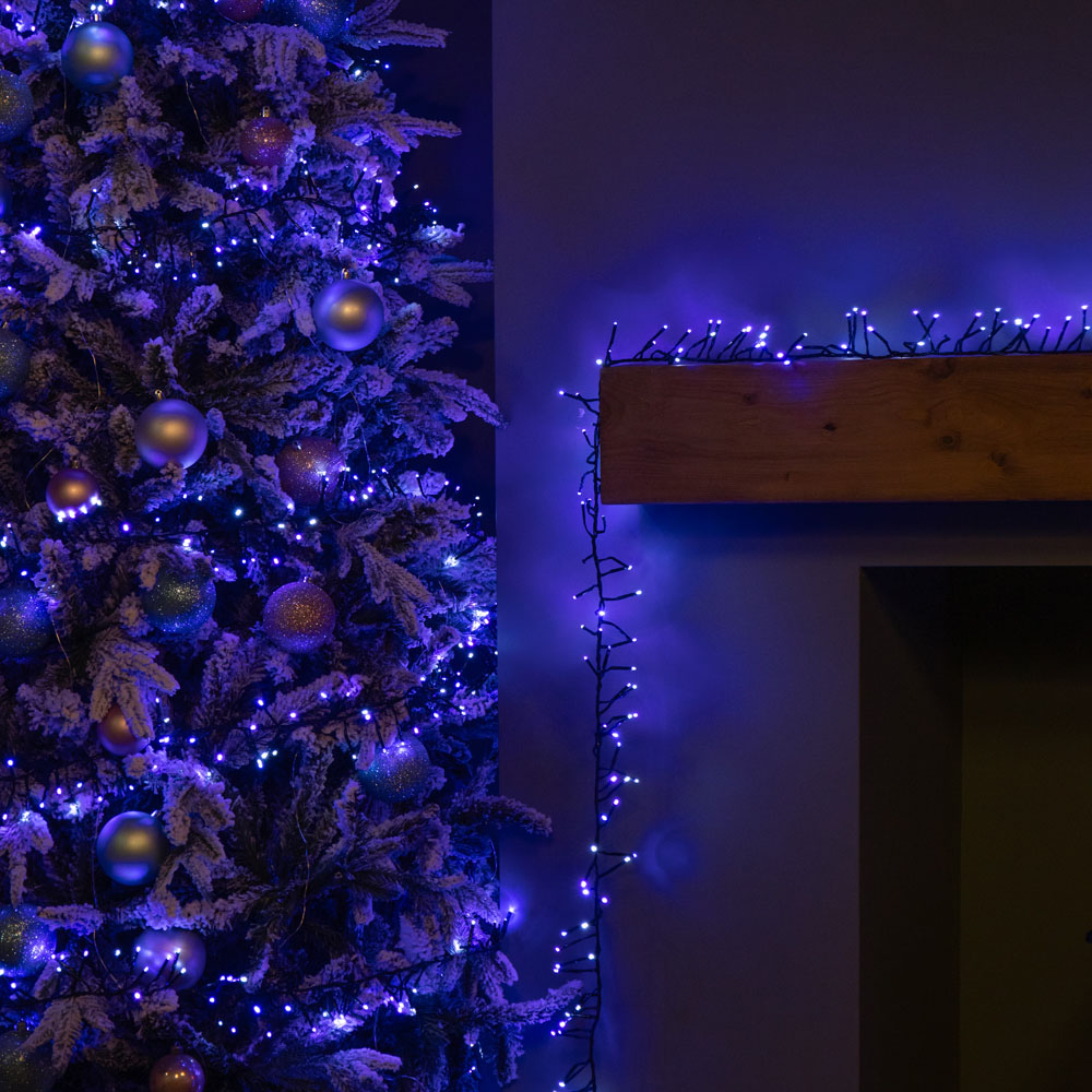 Samuel Alexander 960 Blue Purple and White LED Christmas Cluster Multi-Action String Light 12.4m Image 9