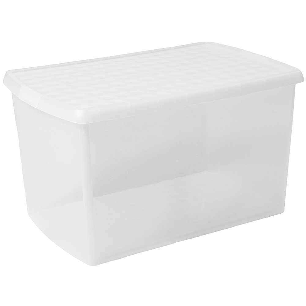 Wham Clip 62L Clear Rectangular Storage Box with Lid 3 Pack Image 1