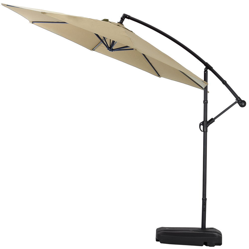 Living and Home Taupe Garden Cantilever Parasol with Rectangular Base 3m Image 3