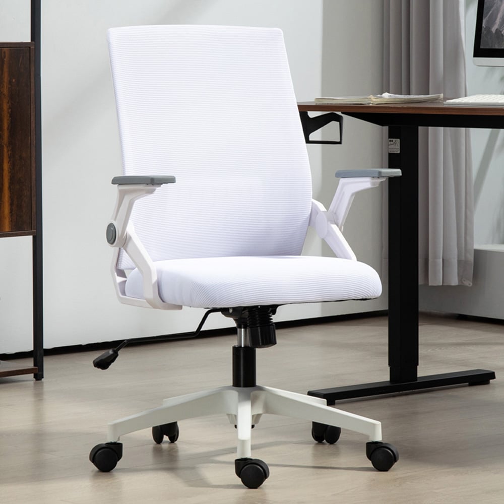 Portland White Mesh Office Chair with Lumbar Support and Wheels Image 1