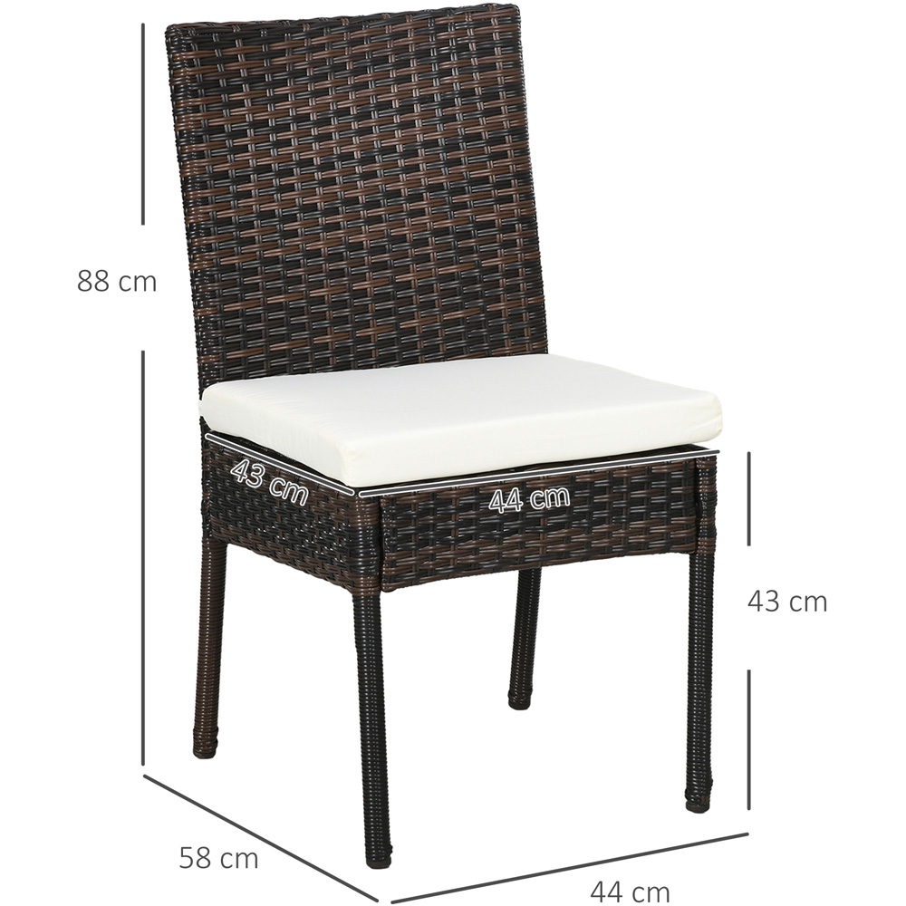 Outsunny Set of 2 Brown Rattan Garden Chair Image 7