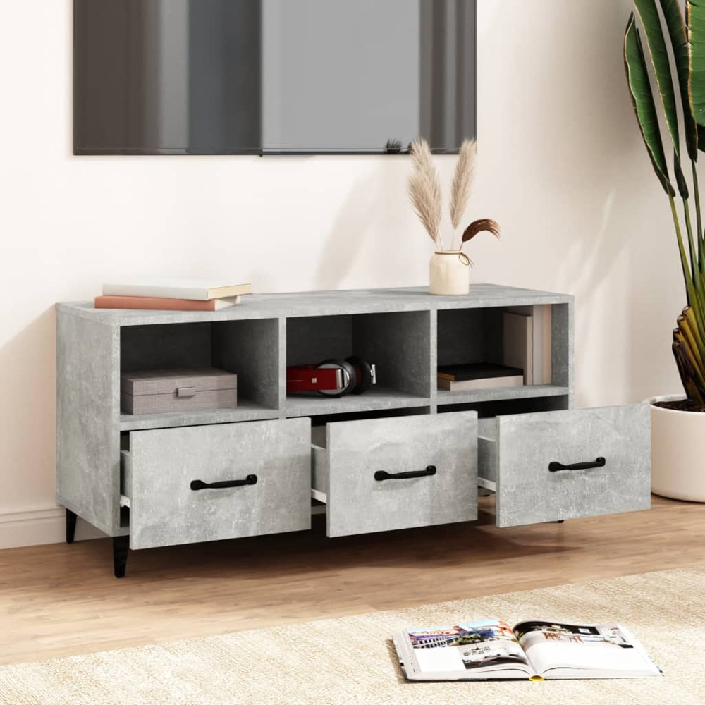vidaXL 3 Drawer 3 Shelf Concrete Grey TV Cabinet Image 7