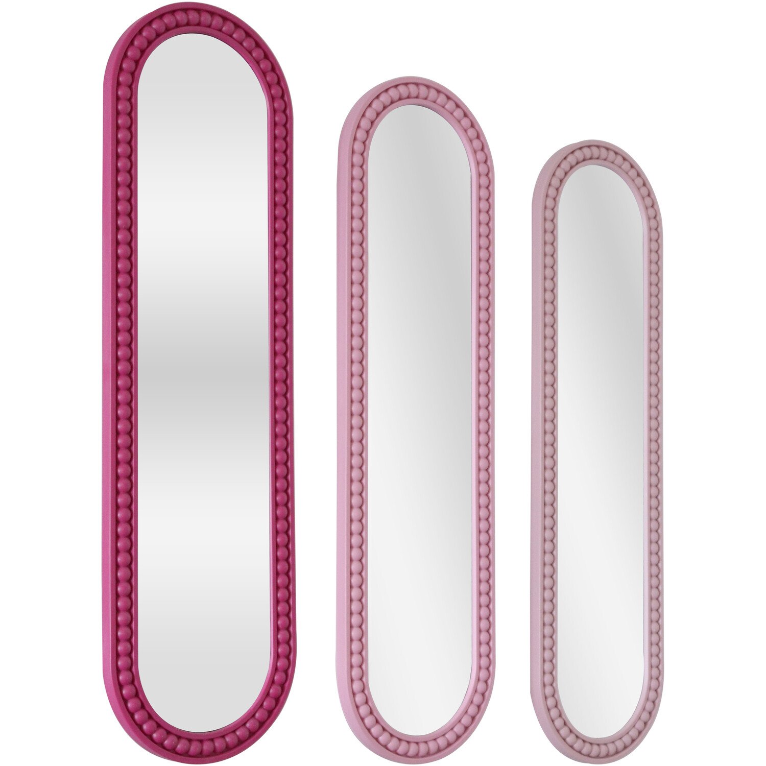 Set of 3 Pink Beaded Mirrors Image 2