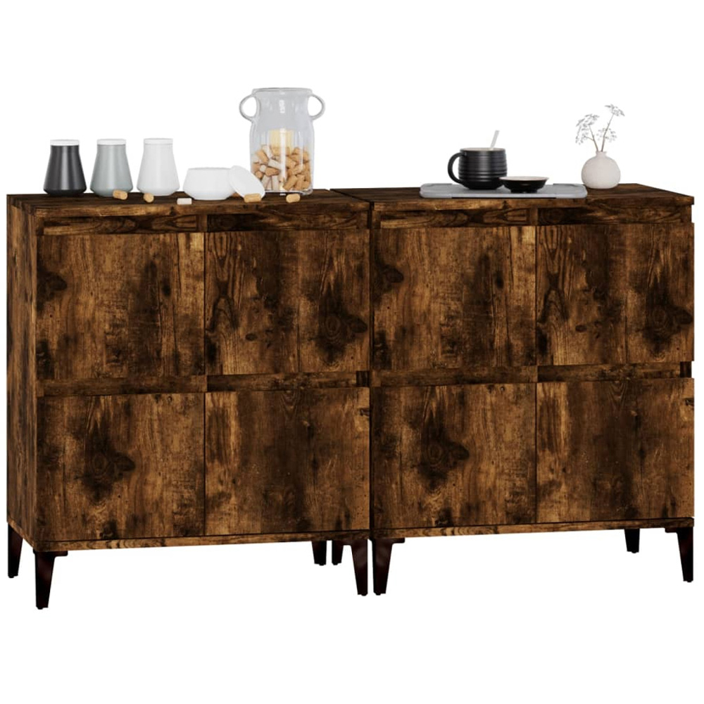 vidaXL 2 Door Smoked Oak Sideboard Set of 2 Image 4