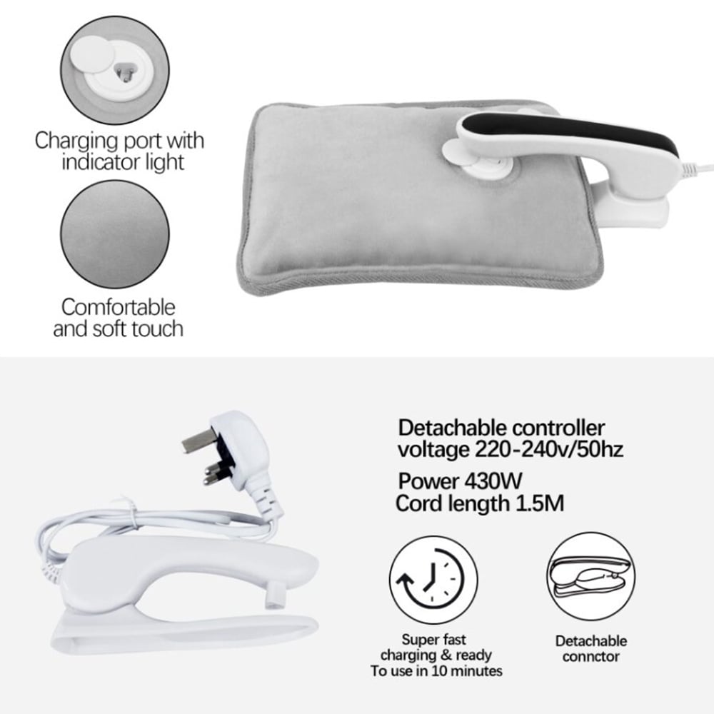 Alivio Rechargeable Electric Hot Water Bottle with Hand Warmer Pouch Image 3
