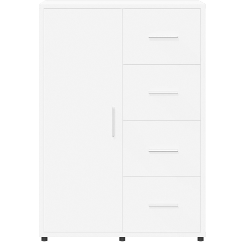 vidaXL Single Door 4 Drawer White Sideboard Image 4
