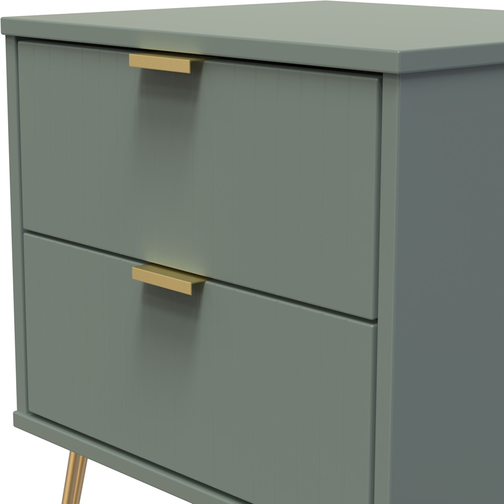 Crowndale 2 Drawer Reed Green Bedside Table Ready Assembled Image 5
