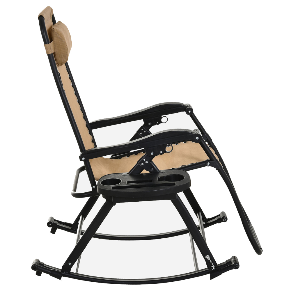 Outsunny Texteline Beige Zero Gravity Rocking Recliner Chair Image 3