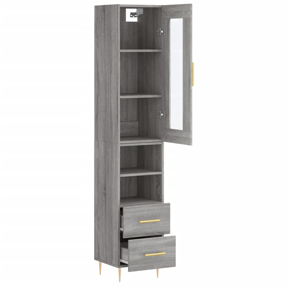 vidaXL 2 Door Grey Highboard Image 2