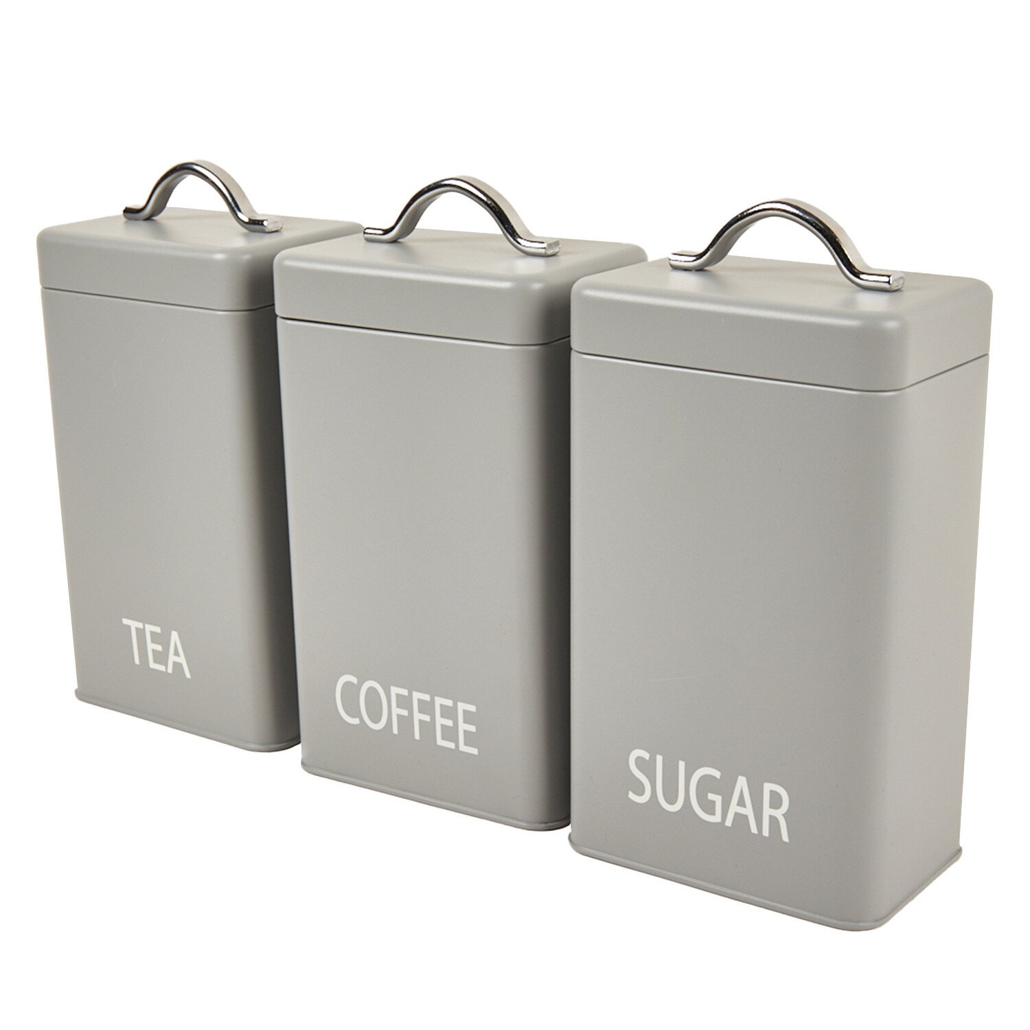 Grey Rectangular 3 Piece Canisters - Grey Image 4