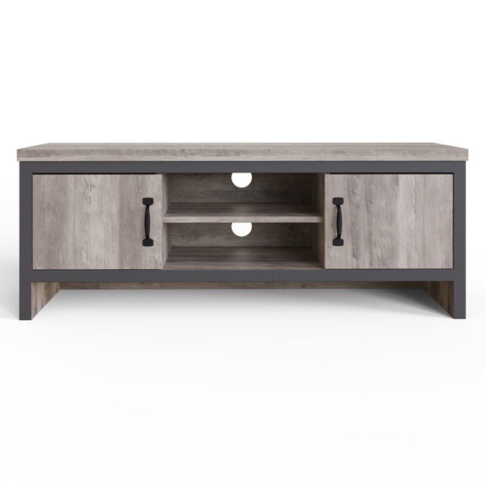 GFW Boston 2 Door 2 Shelf Grey TV Unit Image 4