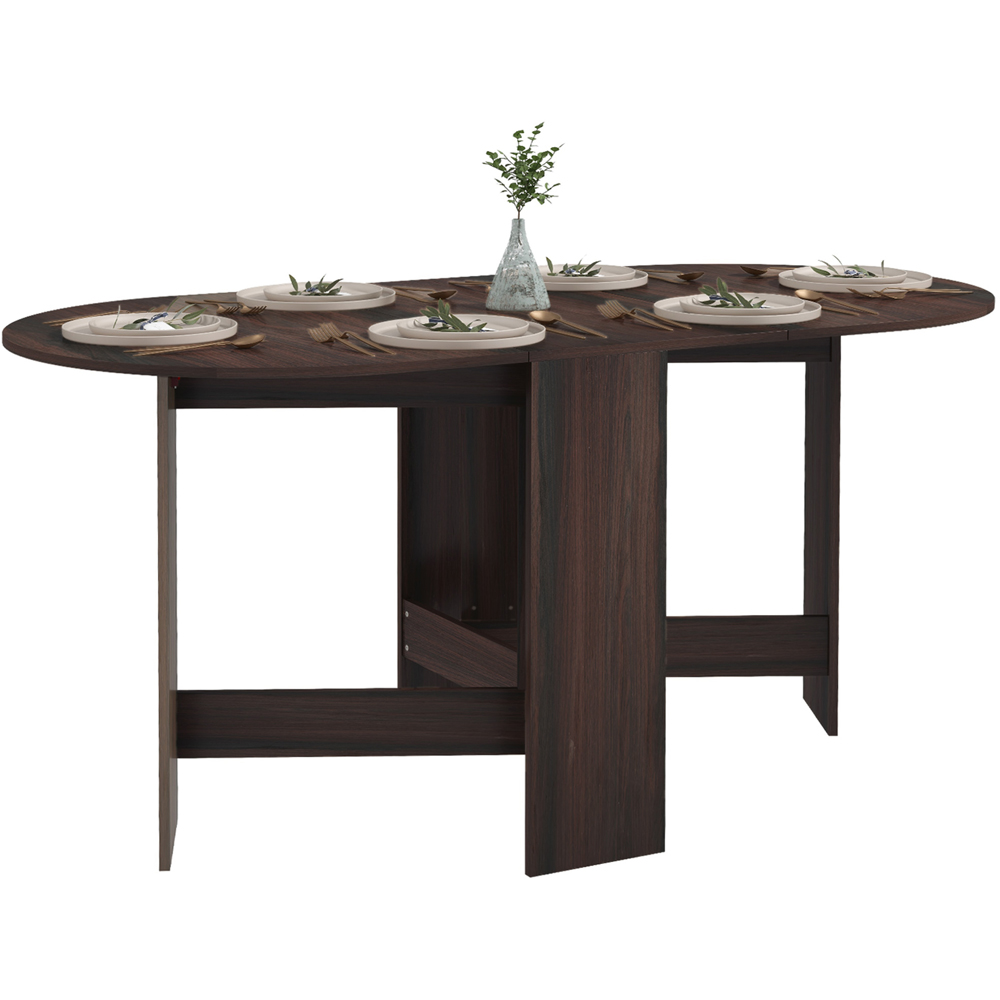 HOMCOM 6 Seater Oval Chocolate Wooden Effect Dining Table Image 2