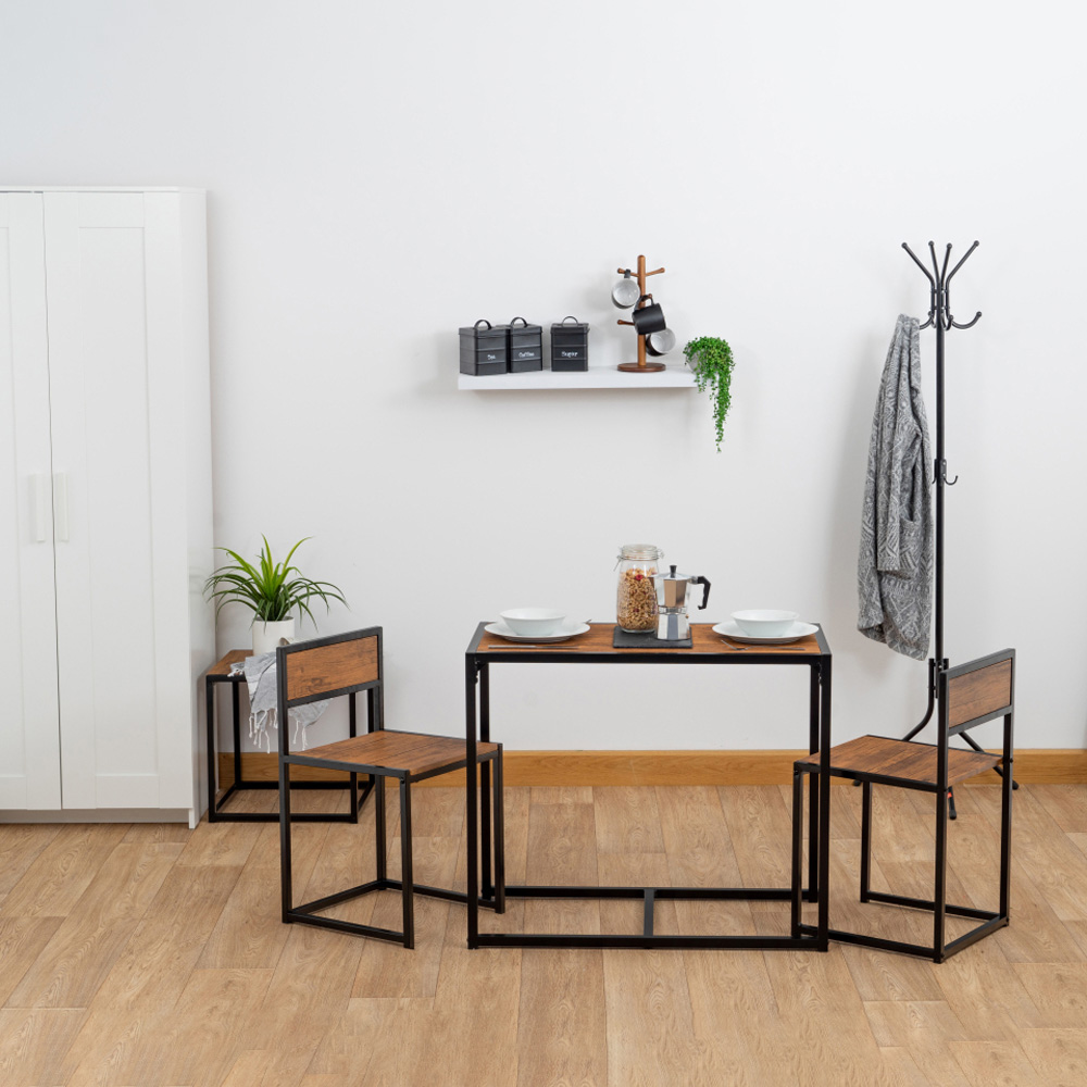 Harbour Housewares 2 Seater Compact Dining Set Brown and Black Image 7