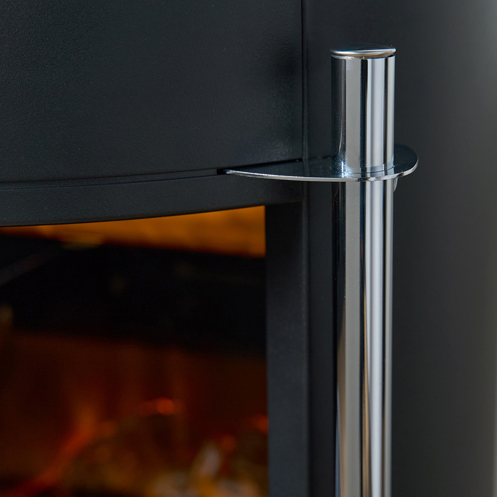 Sureflame Dunston Black Round Electric Stove with Angled Stove Image 5