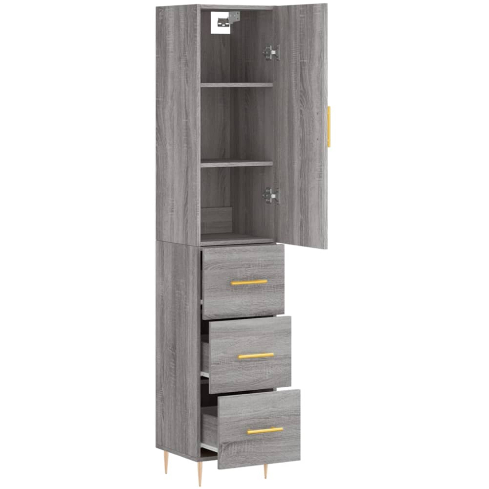 vidaXL Single Door 3 Drawer Grey Sonoma Wooden Highboard Image 4