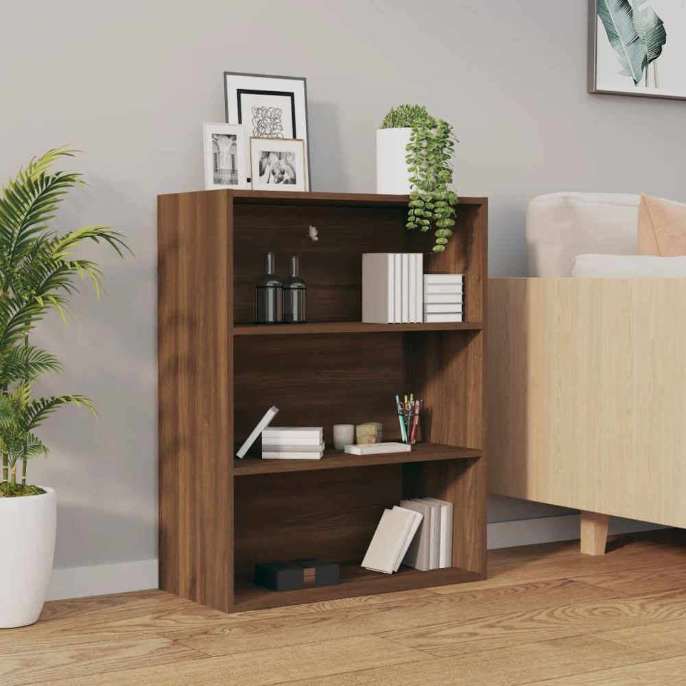 vidaXL 3 Shelf Brown Oak Hanging Wall Cabinet Image 7