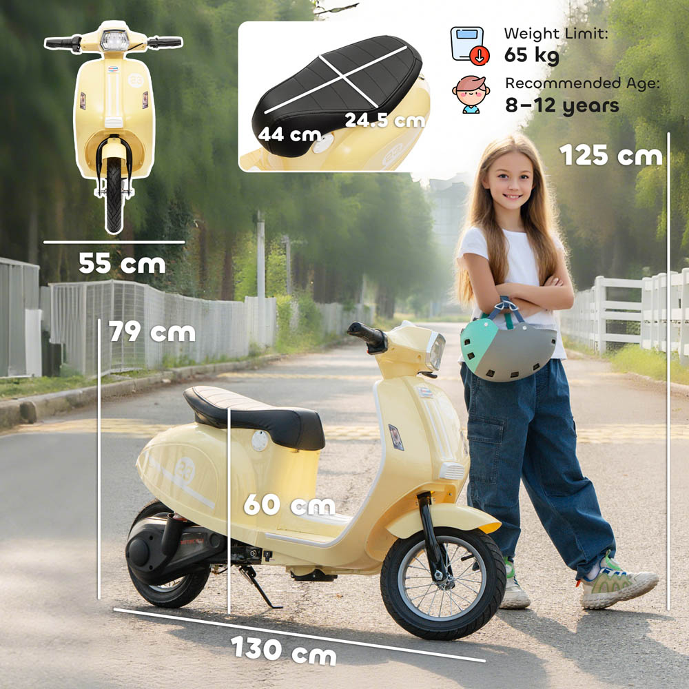 Tommy Toys Beige Battery Powered Ride On Motorcycle with Manual Throttle 24V Image 9