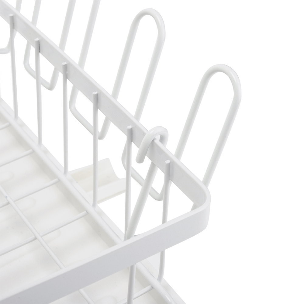 Living and Home White 2 Tier Kitchen Dish Drainer with Drying Tray Image 3