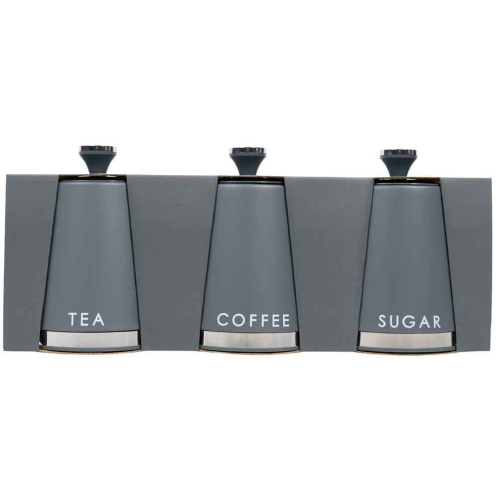 Set of 3 Canisters with Handle Grey Image 3