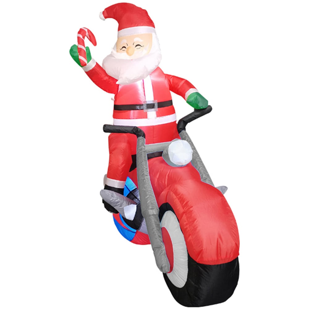 Living and Home Inflatable Santa Claus On Motorbike LED Christmas Decoration 5.9ft Image 3